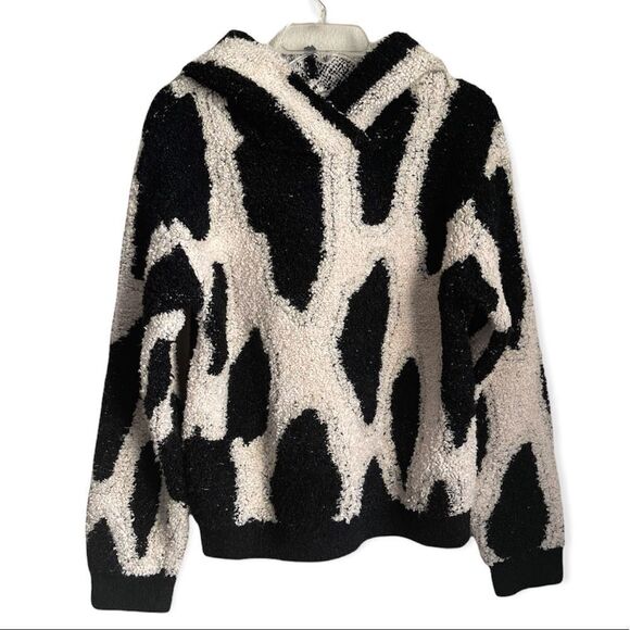 NWT Sandy Liang for Target Black/Cream Leopard Print Sherpa Hooded Sweatshirt - Picture 5 of 6